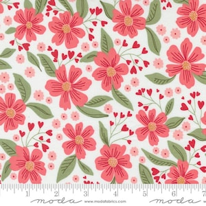 Love Blooms Yardage Love in Bloom Large Floral Lace by Lella Boutique, Sold in 1/2 yard increments, Moda Fabrics, 5220 11