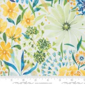 Sunshine & Blue Skies Yardage Sunny Days Floral Watercolor Cloud by Create Joy Project, Sold in 1/2 yard increments, Moda Fabrics, 39820 11