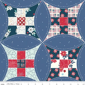 Sweet Freedom Yardage WIDE BACK Orange Peel Denim, Beverly McCullough, Sold in 1/2 yard increments, Riley Blake Designs, WB14418 Denim