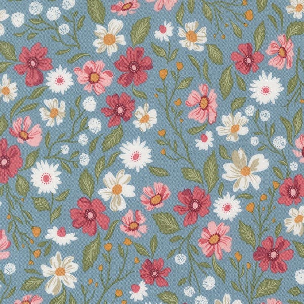 Wild Honey Yardage Wildflower Dance Sky by Lella Boutique, Sold in 1/2 yard increments, Moda Fabrics, 5250 14