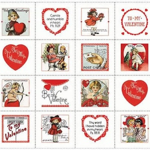 All My Heart Valentine Greetings Panel by J Wecker Frisch, Valentine Patch Panel, PD 14131, Riley Blake Designs