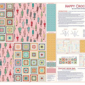 Happy Crochet Home Dec Zippy Bags Panel by Lori Holt of Bee In My Bonnet, Riley Blake Designs, HD12045