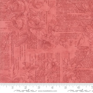 Muse Yardage Poetry of Flowers Scarlet, 3 Sisters, Sold in 1/2 yard increments, Moda Fabrics, 44392 13