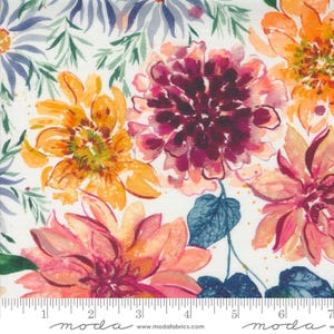 Floribunda Yardage Harvest Watercolor Floral Cloud by Create Joy Project, Sold in 1/2 yard increments, Moda Fabrics, 39800 11