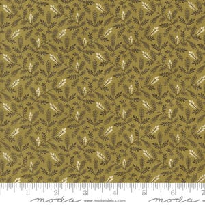 Pumpkin Spice Gatherings Yardage Leaf Toss Blender Basil, Primitive Gatherings, Sold in 1/2 yard increments, Moda Fabrics, 49297 20