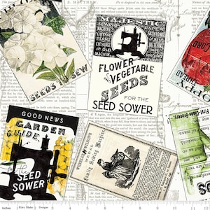 Sewing Seeds III Yardage Seed Packs Toss White by J. Wecker Frisch, Sold in 1/2 yard increments, Riley Blake Designs, C15687 White