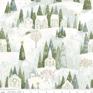 Magical Winterland Yardage Home Sweet Home Snow, Lisa Audit, Sold in 1/2 yard increments, Riley Blake Designs, C14940 Snow