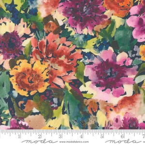 Floribunda Yardage Bloomindian Summer Florals Midnight by Create Joy Project, Sold in 1/2 yard increments, Moda Fabrics, 39803 12