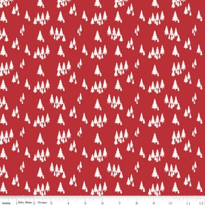 Woodsman Yardage Trees Red by Lori Whitlock, Sold in 1/2 yard increments, Riley Blake Designs, C13763