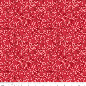 Sweet Freedom Yardage Stars Red, Beverly McCullough, Sold in 1/2 yard increments, Riley Blake Designs, C14414 Red