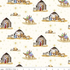 Come Let Us Adore Him Yardage Main Cloud, Tara Reed, Sold in 1/2 yard increments, Riley Blake Designs, C16310 Cloud