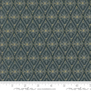 Old World Yuletide Yardage Twinkle Diamonds Metallic Midnight, Fancy That Design House, Sold in 1/2 yard increments, Moda Fabrics, 45626 26M