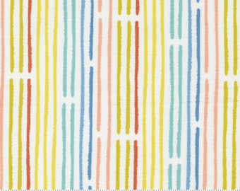 Delivered With Love Yardage Rainbow Stripe Cloud, Paper & Cloth, Sold in 1/2 yard increments, Moda Fabrics, 25136 11