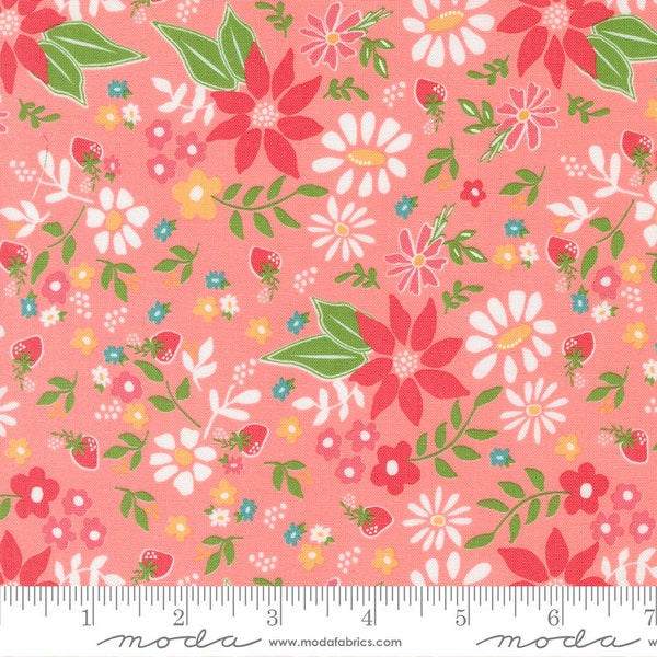 Strawberry Lemonade Yardage Blossoms Florals Carnation by Sherri & Chelsi, Sold in 1/2 yard increments, Moda Fabrics, 37670 12