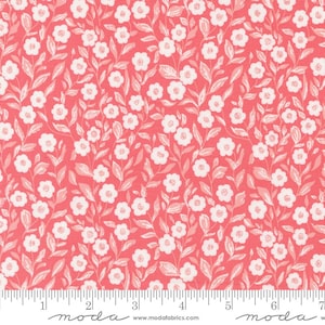 Love Blooms Yardage Cupid Small Floral Lipstick by Lella Boutique, Sold in 1/2 yard increments, Moda Fabrics, 5221 13