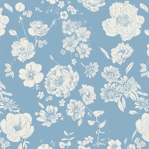 Potager Yardage Flowers for Mom Porcelain by Sharon Holland, Sold in 1/2 yard increments, Art Gallery Fabrics, PTG33405