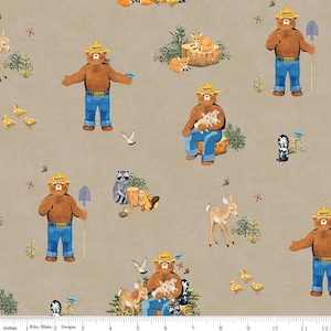Friends of Smokey Bear Yardage Main Sand, Sold in 1/2 yard increments, Riley Blake Designs, C16500