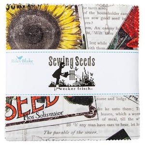 Sewing Seeds 5&quot; Stacker by J. Wecker Frisch, Riley Blake Designs, Precut 5&quot; Squares, Charm Pack