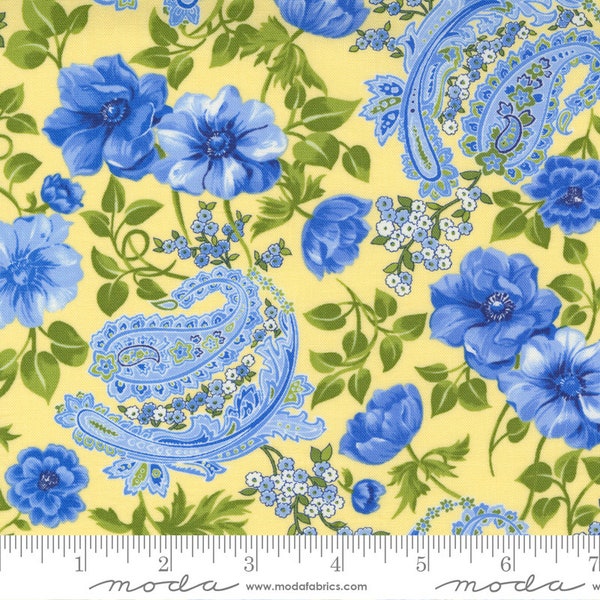 Summer Breeze Yardage Paisley Large Floral Yellow, Sold in 1/2 yard increments, Moda Fabrics, 33610 13