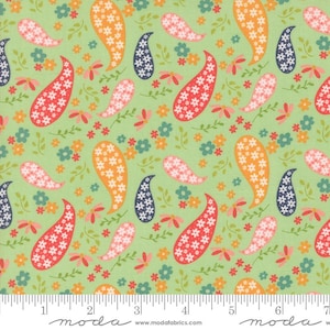 Raspberry Summer Yardage Paisley Floral Mint by Sherri & Chelsi, Sold in 1/2 yard increments, Moda Fabrics, 37691 15