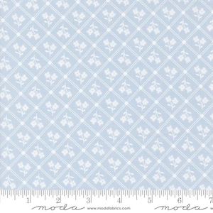 Cottage Charm Yardage Window Pane Flowers Powder Blue, Heather Briggs My Sew Quilty Life, Sold in 1/2 yard increments, Moda Fabrics 31752 21