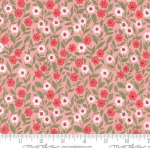 Love Blooms Yardage Cupid Small Floral Blush by Lella Boutique, Sold in 1/2 yard increments, Moda Fabrics, 5221 14