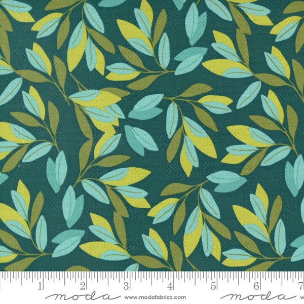 Willow Yardage Leaves Lagoon by 1 Canoe 2, Sold in 1/2 yard increments, Moda Fabrics, 36061 20