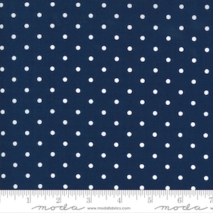 Crystal Lane Yardage Snow Dots Winter Navy Blue, Bunny Hill Designs, Sold in 1/2 yard increments, Moda Fabrics, 2987 18
