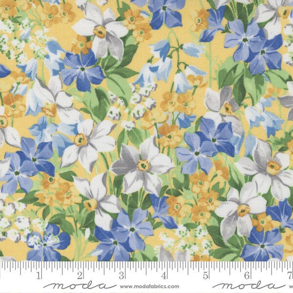 Summer Breeze Yardage Flower Garden Yellow, Sold in 1/2 yard increments, Moda Fabrics, 33681 12