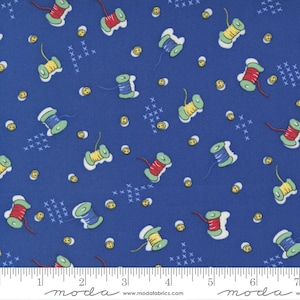 30&#39;s Playtime Yardage Blue Spools Bluebell by Chloe&#39;s Closet, Sold in 1/2 yard increments, Moda Fabrics, 33632 17