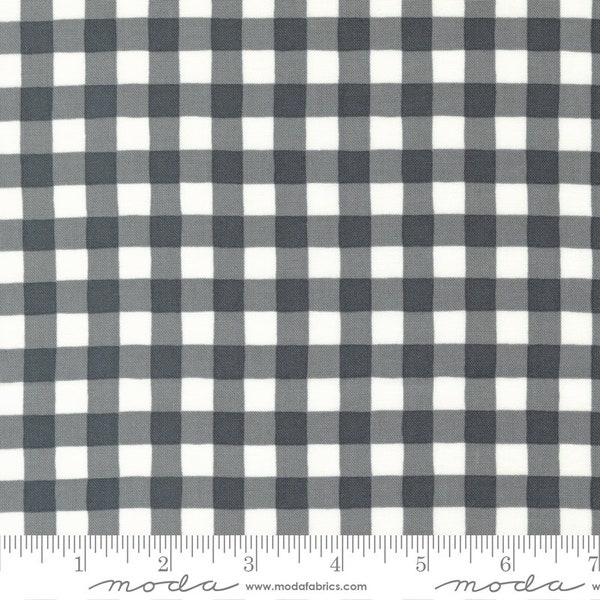 Honey & Lavender Yardage Garden Gingham Check Plaid Charcoal by Deb Strain, Sold in 1/2 yard increments, Moda Fabrics, 56086 17