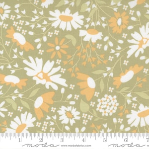 Buttercup & Slate Yardage Large Blooms Florals Clover, Corey Yoder, Sold in 1/2 yard increments, Moda Fabrics, 29151 14