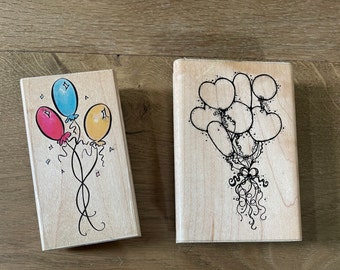 Vintage balloon wood mount rubber stamps. Great Christmas gift or stocking stuffer!