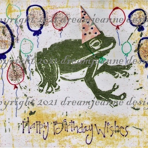 SUMMER SALE, frog birthday, printable card, decor, jpg, boy, RUSTIC, hoppy birthday, digi art, digi stamp, party, happy  wishes