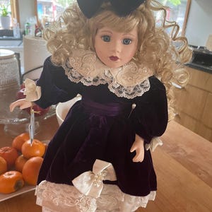 Vintage China Doll: Victorian Style, Pink or Purple Velvet Dress