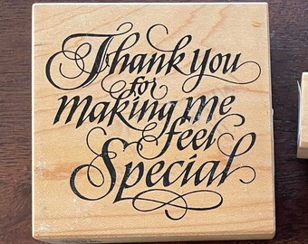 Unique and Elegant wood mount Thank you rubber stamp