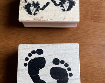 Baby Hand and Footprints rubber stamp duo by all night media and American crafts 984E