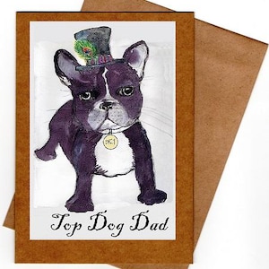 Hond vader Vaderdag afdrukbare kaart instant download gemaakt met kunst van het originele aquarelschilderij