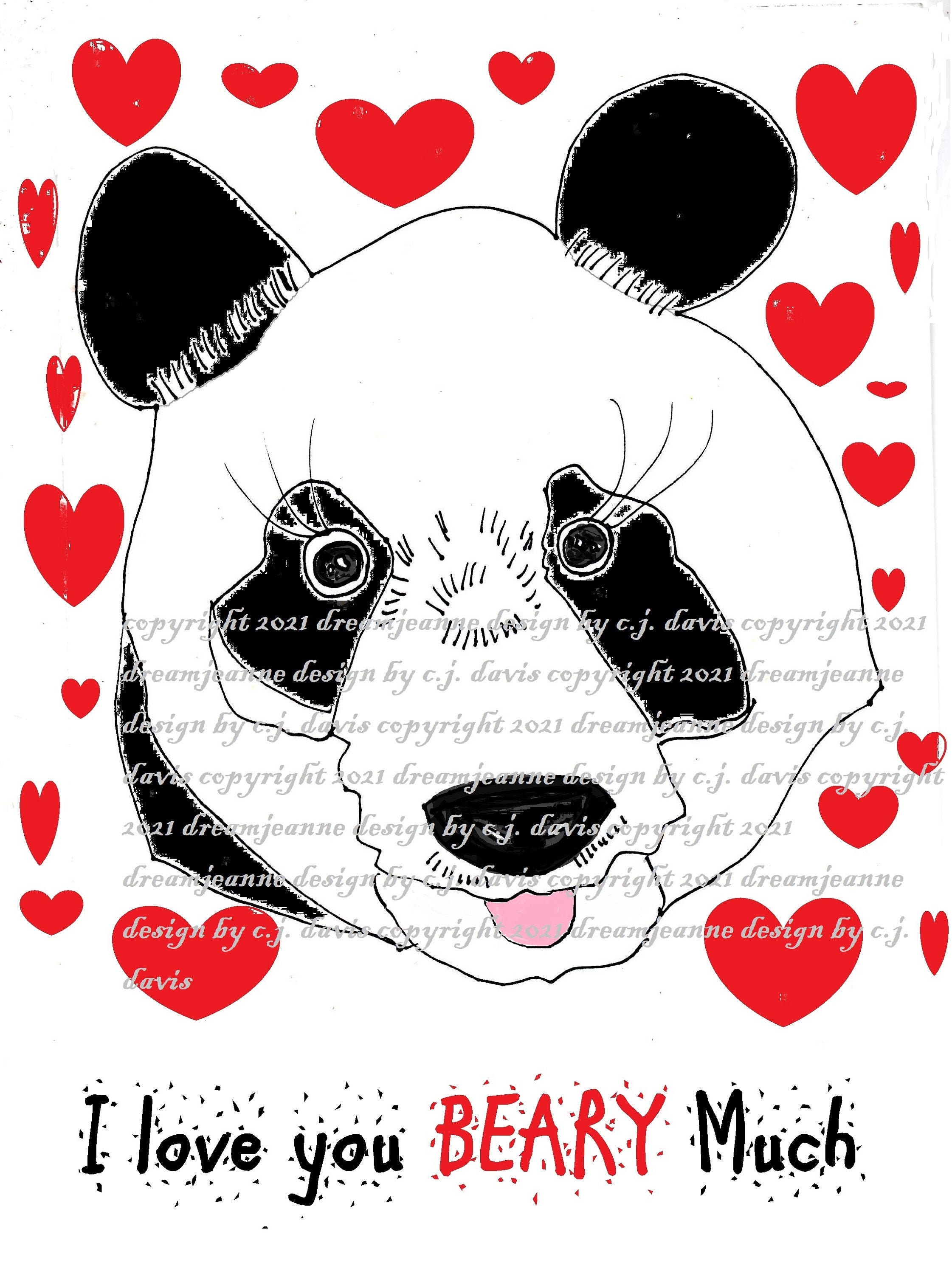Panda bear panda valentineinstant downloadlove you beary | Etsy