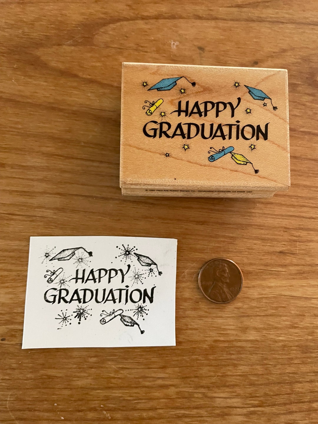 Graduation Rubber Stamp by Hero Arts Rare Vintage Happy Etsy