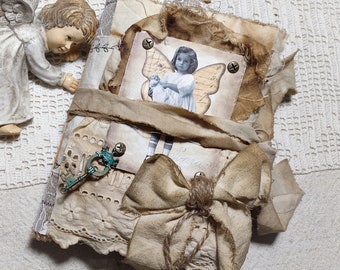 Handmade raw grungy art book, junk journal, vintage art journal  shabby chic, gift, keepsake book