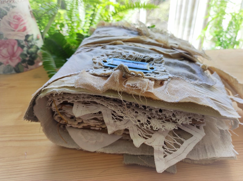 Inspiration book Secrets, handmade art raw natural linen junk journal, vintage diary grungy art journal wedding journal, gift for her image 1