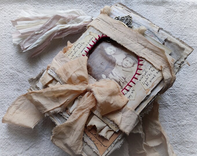 Raw Art Book, Handmade Junk Journal, Vintage Diary Grungy Art Journal