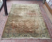 Home Decor Oushak Style Handwoven Wool Rug, Farmhouse Decor, Living Room Rug, Rug, Distressed Boho Rustic Decor, Persian Area Rug 5.7 3.7ft