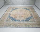 Home Decor Oushak Style Handwoven Wool Rug, Farmhouse Decor, Living Room Rug, Rug, Distressed Boho Rustic Decor, Persian Area Rug 12.2x9.2ft