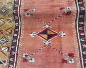 Home Decor Oushak Style Handwoven Wool Rug, Farmhouse Decor, Living Room Rug, Rug, Distressed Boho Rustic Decor, Persian Area Rug 7.4 4.4ft
