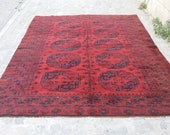 Home Decor Oriental Design Living Room Rug, Vintage Turkish Handwoven Wool Rug, Original Condition Persian Style Floor Rug, 6.6 9.2 ft