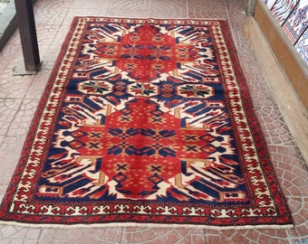 Boho Rustic Decor Handwoven Rug Handspun Wool Persian Area Rug