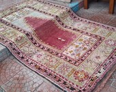 Home Decor Oushak Style Handwoven Wool Rug, Farmhouse Decor, Living Room Rug, Rug, Distressed Boho Rustic Decor, Persian Area Rug 6.9 4.2ft
