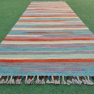 Handwoven Turkish Kilim Runner Rug: Vintage Wool Hallway Rug (6x2)